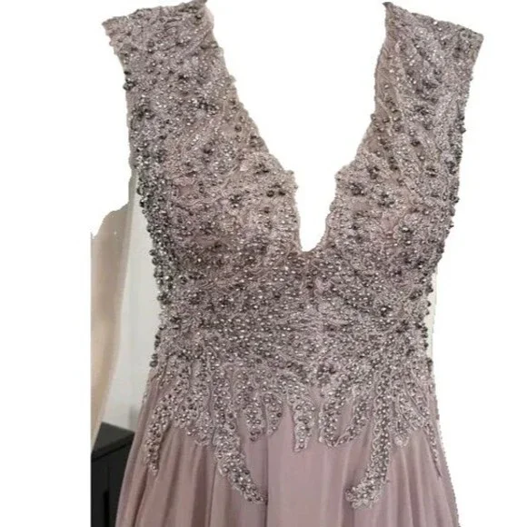 New MAC DUGGAL 20264 SEQUIN EMPIRE WAIST PLEATED GOWN VTL LILAC $598